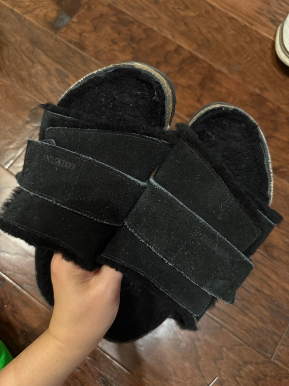Black Shearling Slide Sandals